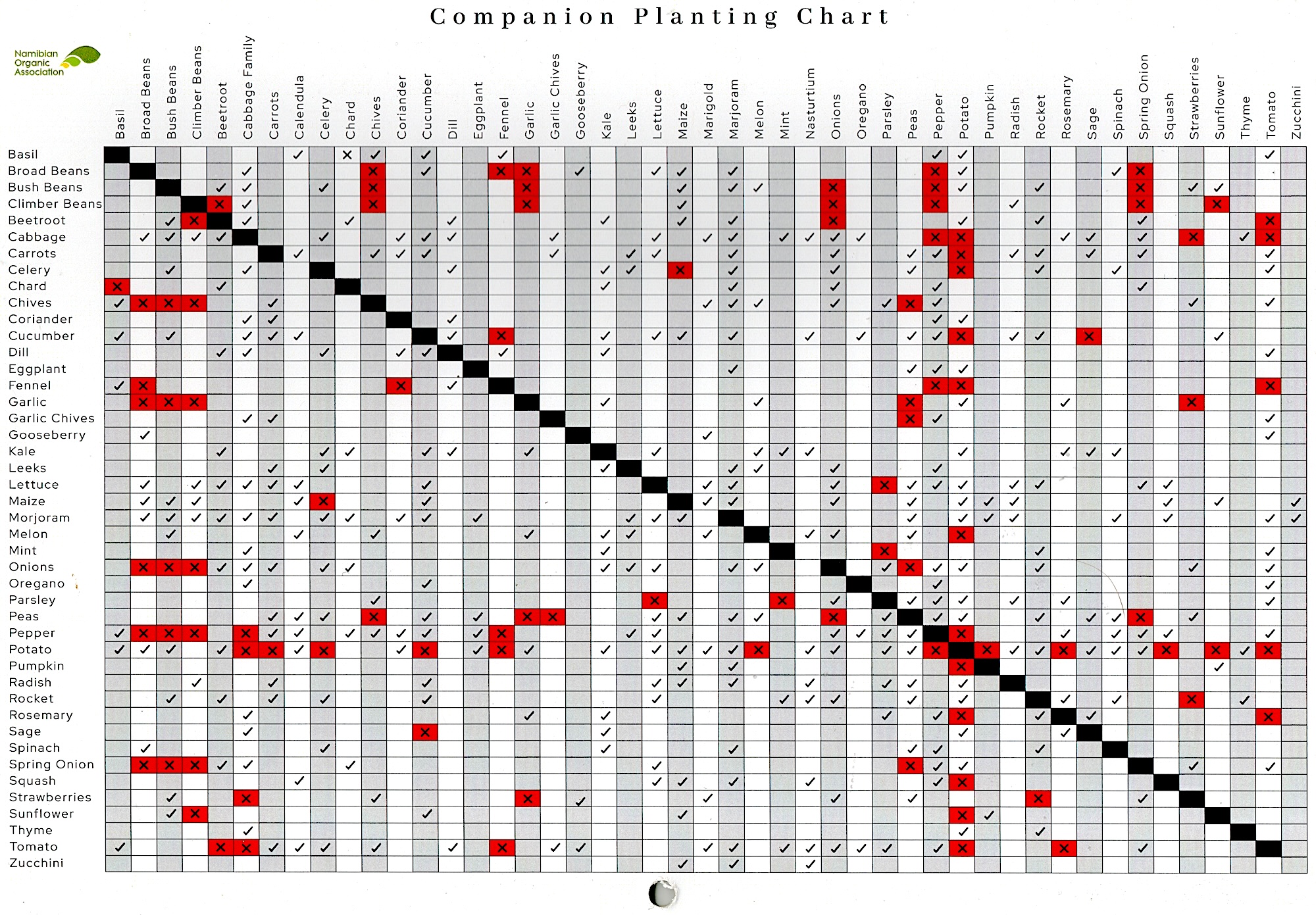 Companion planting chart