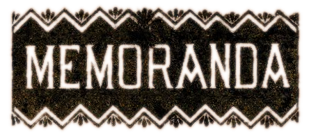 The word Memoranda on an old notebook page.